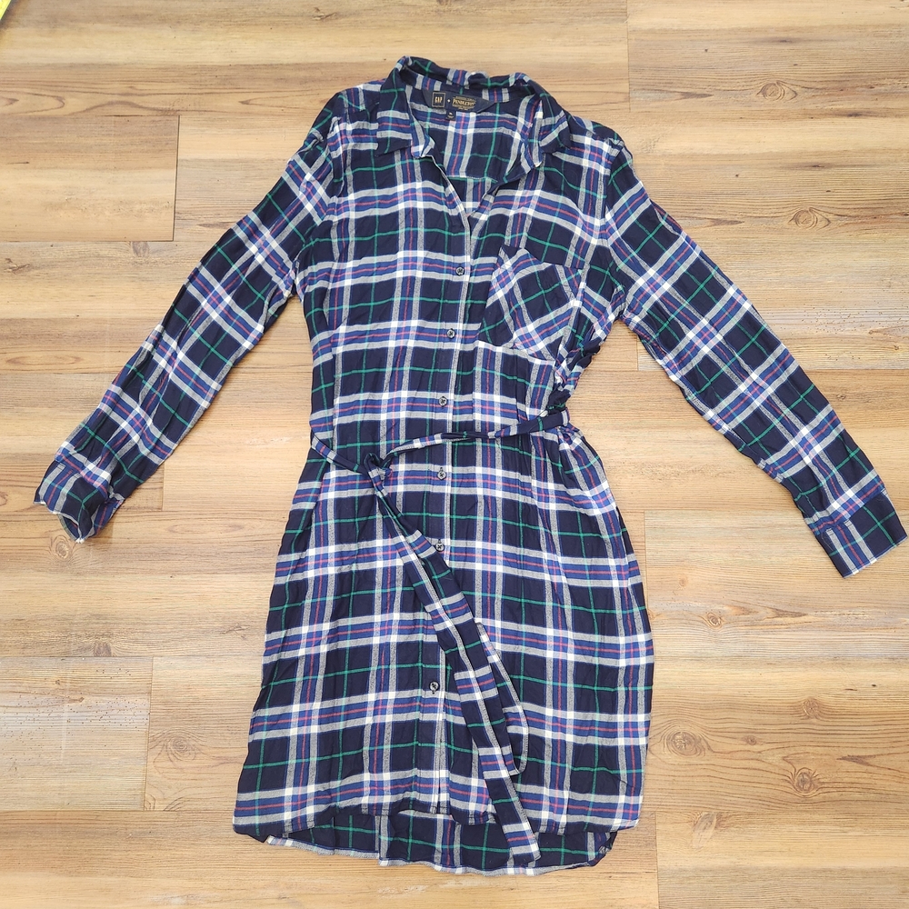 Pendleton Blue and Green Plaid Long Sleeve Dress